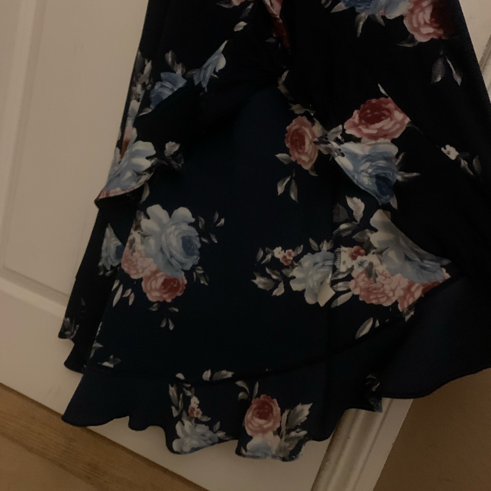 Floral asymmetrical dress with racerback